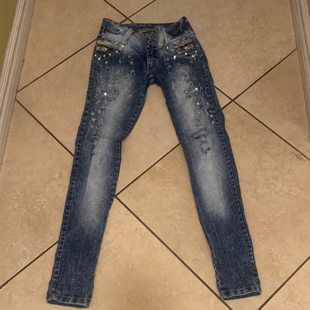 Colombian Five Fashion 
 Blue Skinny Jeans